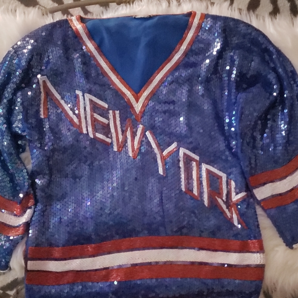Sequin & Beaded NY Vintage Jersey Shirt
